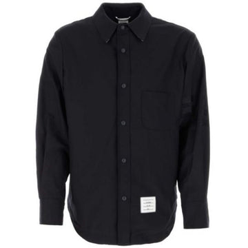 Thom Browne 4-Bar Stripe Plain Weaving Wool Snap Button Shirt Jacket MJO055A 06146 420 149479612 [P]
