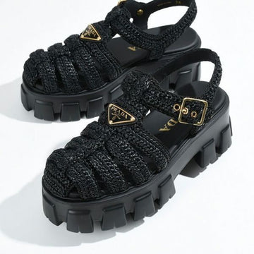 Prada Monolith Crochet Cage Sandals 156100711 [P]