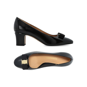 SALVATORE FERRAGAMO ペットカラーハイヒール ブラック 154442742 [P]