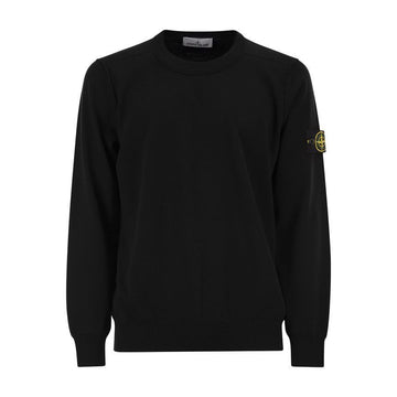STONE ISLAND Krewnack Sweatshirt mit Wappen-Patch aus Baumwolle Schwarz 155183417 [P]