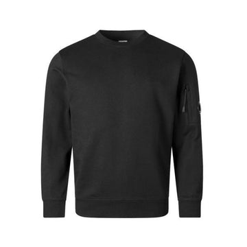 CP Company Lens Patch Diagonal Crewneck Fleece Sweatshirt Black RCCMSS713A 005086W 999 155183551 [P]