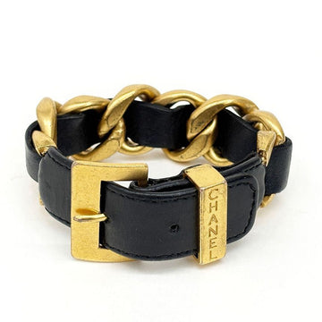 CHANEL Goldene Kettenlederarmband 5VCHA13691 150217424 [P]