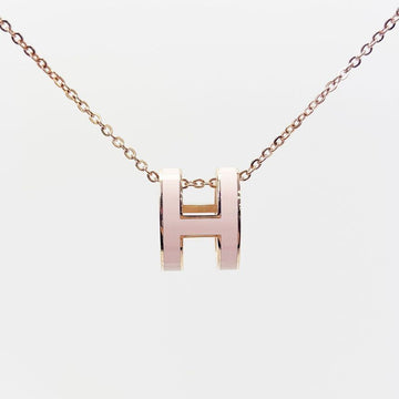 Hermes Pop H Pendant Pink Gold Chain Necklace 5VHEA36145 126735150 [P]