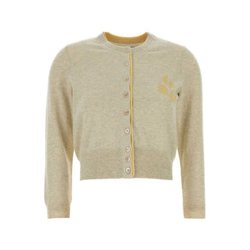 Isabel Marant LONA Logo Two-Tone Cardigan Light Gray Light Yellow CA0163FA D1L16E LGLY 153854247 [P]