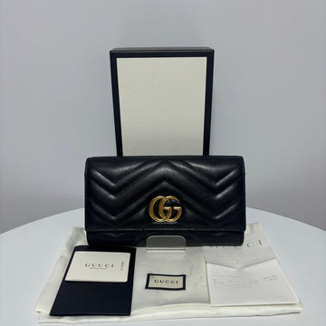 GUCCI Marmont Matelassé Leder Geldbörse Schwarz 159250285 [P]