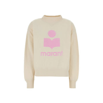 ISABEL MARANT MOBY Velours Logo Sweatshirt Ecru Pink 153588808 [P]