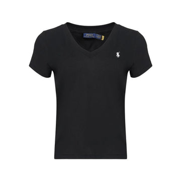 Polo Ralph Lauren Women's Pony Logo Embroidered Short Sleeve V-Neck T-Shirt Black 211B14611 009 153588324 [P]
