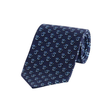Salvatore Ferragamo Graphic Pattern All-Over Silk Tie Navy 35-0957 0769679 153588529 [P]