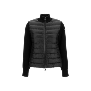 MONCLER Mix-Material-Patched Strick-Padding-Jacke Schwarz 9B000 31 M1131 999 153589283 [P]