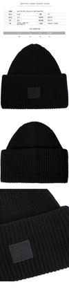 ACNE STUDIOS ラージ フェイス パッチ ウール ビーニー ブラック C40448 900 153589077 [P]