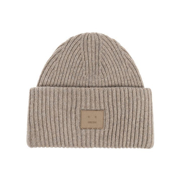 Acne Studios Large Face Patch Wool Beanie Grey Melange 153589075 [P]
