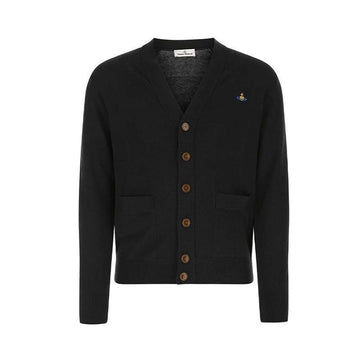 Vivienne Westwood 2023 FW ORB Logo Embroidered V-Neck Cardigan Black 2701000D Y000E N401 153209264 [P]