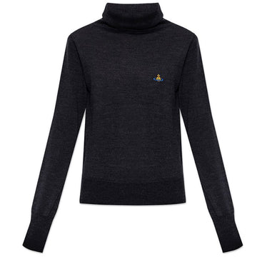 Vivienne Westwood Women’s ORB Logo Embroidered Merino Wool High Neck Vintage Black 1803001H Y0006 P411 153209289 [P]