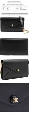 Celine Triope Envelope Chain Wallet Crossbody Bag Black 10P663 DPV 38NO 153589146 [P]