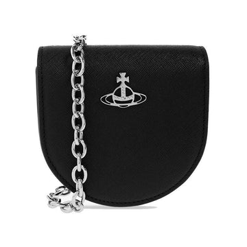 Vivienne Westwood Saffiano Nano Saddle Crossbody Bag Black 43030005 L001N N402 153209257 [P]