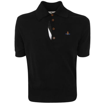 VIVIENNE WESTWOOD Polo-T-Shirt mit Cut-Out und gesticktem Logo in Schwarz 3803001L Y000U N403 153209250 [P]
