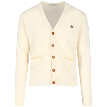 VIVIENNE WESTWOOD 23SS ORB ロゴ Vネック カーディガン ナチュラル 2701000I Y000S C401 153209227 [P]