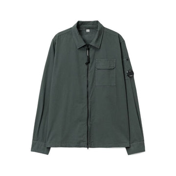 CP COMPANY 26SS Lens Patch Gabardine Zip-Up Overshirt Gunmetal 20CMOS705A 110143G 921 153589413 [P]