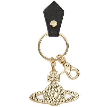 VIVIENNE WESTWOOD 25SS Hammered ORB Logo Saffiano Schlüsselanhänger Schwarz 8203011TU OM0014 N401 153209002 [P]