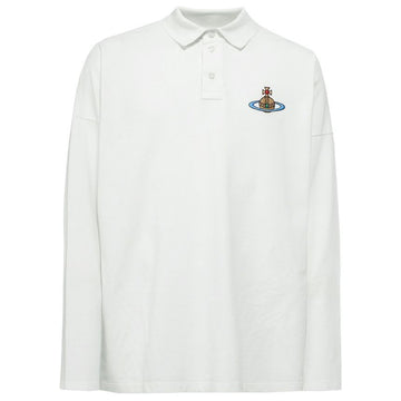 Vivienne Westwood Embroidered Logo Long Sleeve Polo T-Shirt White 2H01000L J0009 A407 153209173 [P]