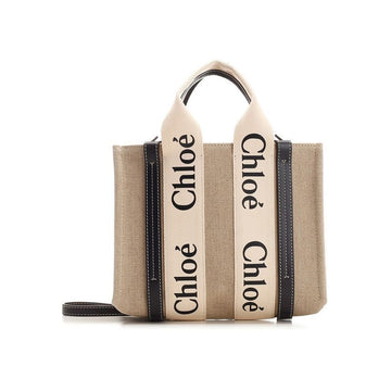CHLOE ウッディ スモール トート ショルダーバッグ ホワイトブルー 26SS 91J 153210855 [P]