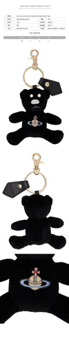 Vivienne Westwood Embroidered Logo Teddy Bear Keyring Black 153208986 [P]
