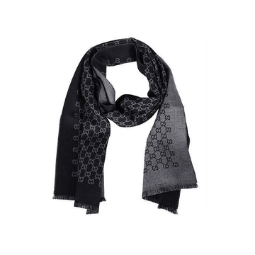 GUCCI 26SS GG ジャカード ツートン ウール マフラー ブラックグレー 391246 4G200 1160 153210925 [P]