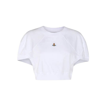 Vivienne Westwood Logo Embroidered Crop T-Shirt White 1G01000A J004A A401 154436206 [P]