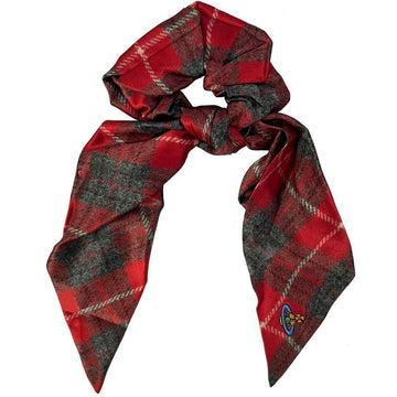 VIVIENNE WESTWOOD 25SS ロゴ タータン プリント スクランチ レッド 8102001G W010T H401 153208979 [P]