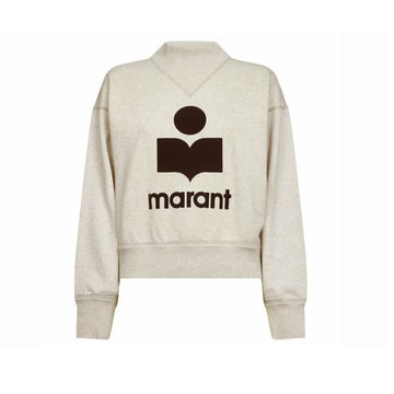 ISABEL MARANT Velours-Logo Sweatshirt in Ecru Braun 152303347 [P]
