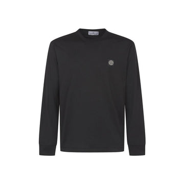 STONE ISLAND Langarmshirt mit Logo-Patch Schwarz 152303644 [P]