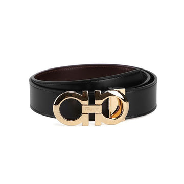 Salvatore Ferragamo Double Gancini Belt Black Brown 151630897 [P]