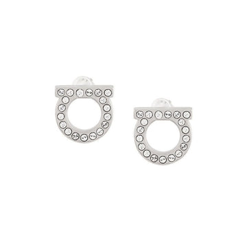 SALVATORE FERRAGAMO 26SS Gančini Stud Crystal Kleine Ohrringe Silber 76-0123 0696577 151630885 [P]