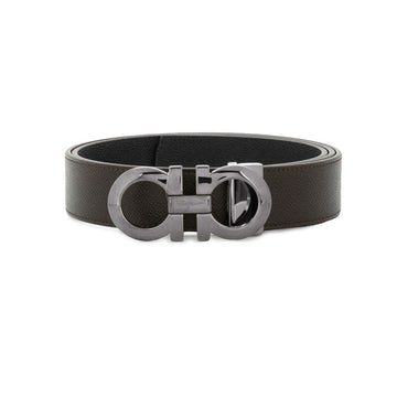 Salvatore Ferragamo Double Gancini Reversible Belt Brown Black 67-5542 0689112 151630925 [P]