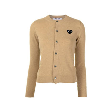 Comme Des Garcons 26SS Black Heart Patch Cardigan Beige AX-N023-051-3 151009499 [P]