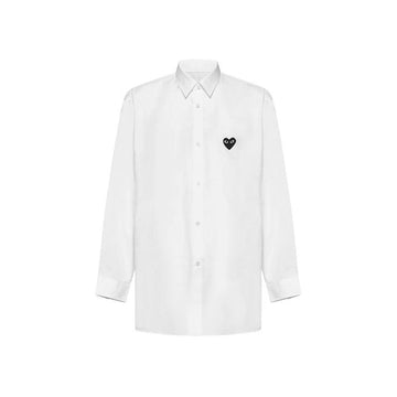 Comme Des Garcons 26SS Women's Black Heart Patch Shirt White AX-B004-051-2 151009474 [P]