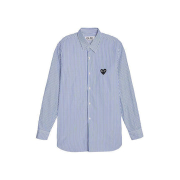 Comme Des Garcons 26SS Black Heart Stripe Shirt Blue AX-B018-051-1 151009450 [P]