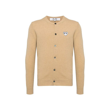 COMME DES GARCONS 26SS Damen Weiß Herz Applikation Patch Cardigan Beige AX-N065-051-2 151009537 [P]
