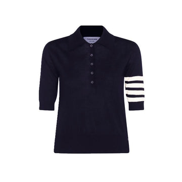 Thom Browne Diagonal Armband Relaxed Fit Polo Wool T-Shirt Navy FKP053A Y1014 415 150726822 [P]