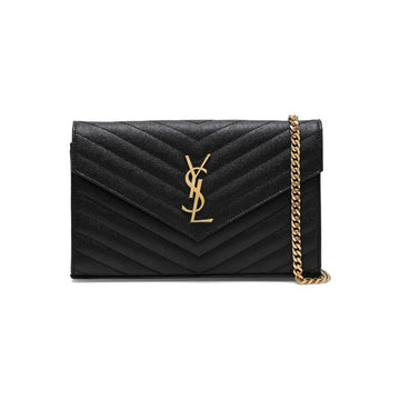 SAINT LAURENT 26SS ゴールドモノグラムマトラッセチェーンバッグ ブラック 377828 BOW01 1000 150726858 [P]