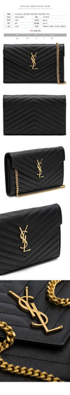 Saint Laurent Monogram Matelassé Chain Bag Black 377828 BOW01 1000 150726858 [P]