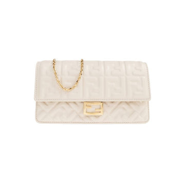 Fendi 26SS FF Logo Baguette Chain Wallet Shoulder Crossbody Bag Ivory 8M0498 AAJD F0VWM 150552710 [P]