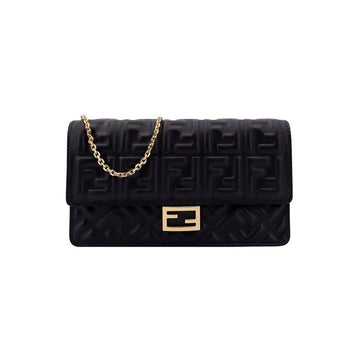 Fendi 26SS FF Logo Baguette Chain Wallet Shoulder Crossbody Bag Black 8M0498 AAJD F0KUR 150552709 [P]