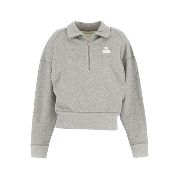 Isabel Marant 26SS ROSS High Neck Half Zip Sweatshirt Gray White A1M07E GYWH 150635262 [P]