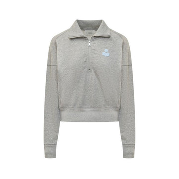 Isabel Marant 26SS ROSS High Neck Half-Zip Sweatshirt Grey Ice Blue A1M07E GYIB 150635257 [P]