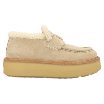 PRADA 26SS トライアングルロゴスエードシアリングローファーデザートベージュ 1D717N JFT F0F24 150622385 [P]