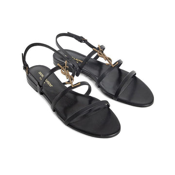 Saint Laurent New Cassandra Flat Sandals Black 777348 BDATT 1000 150552848 [P]