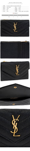 SAINT LAURENT Monogram-Flap-Kartenetui mit goldener Hardware Schwarz 612808 BOW01 1000 150552824 [P]