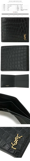Saint Laurent Monogram Gold-Plated Crocodile Wallet Black 607727 DZEDW 1000 150552801 [P]