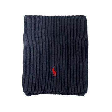 POLO RALPH LAUREN ポニー刺繍クラシックリブマフラー ブルー 710981757 001 150391967 [P]